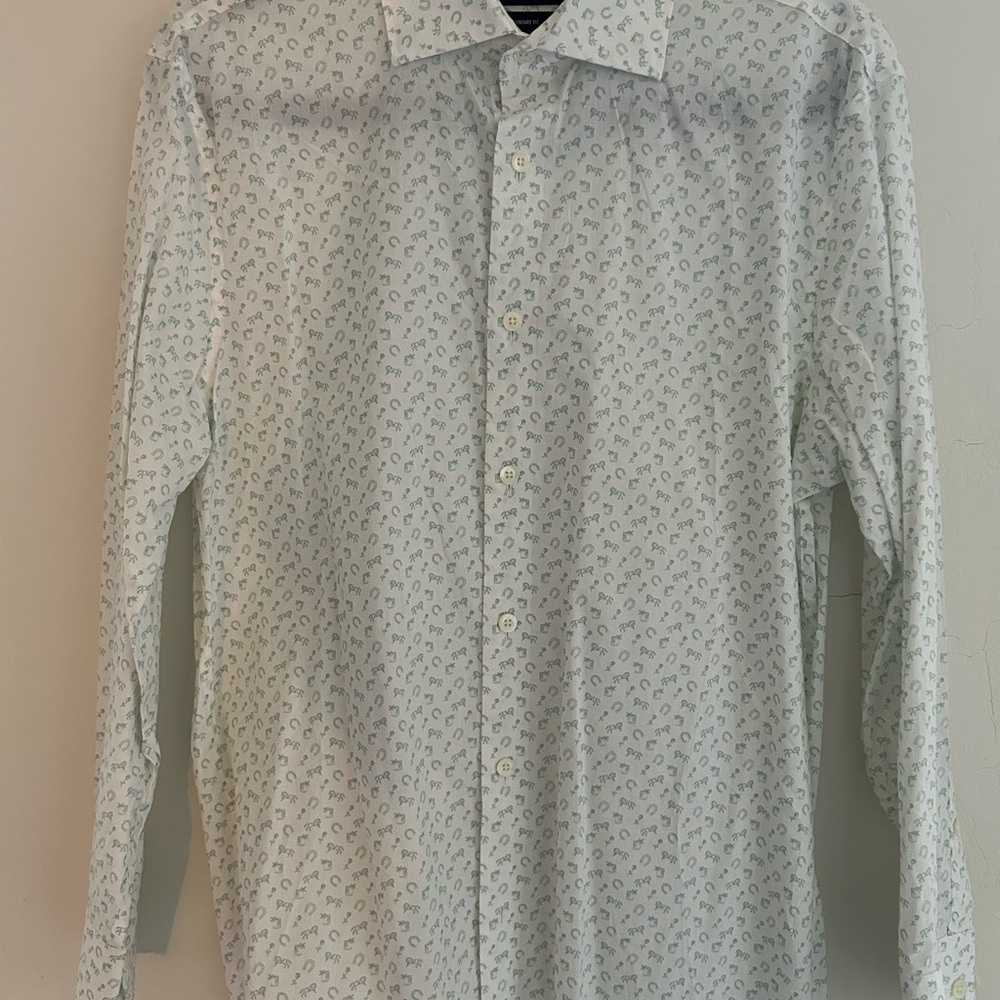 Bonobos White and Green Men's  pattern shirt